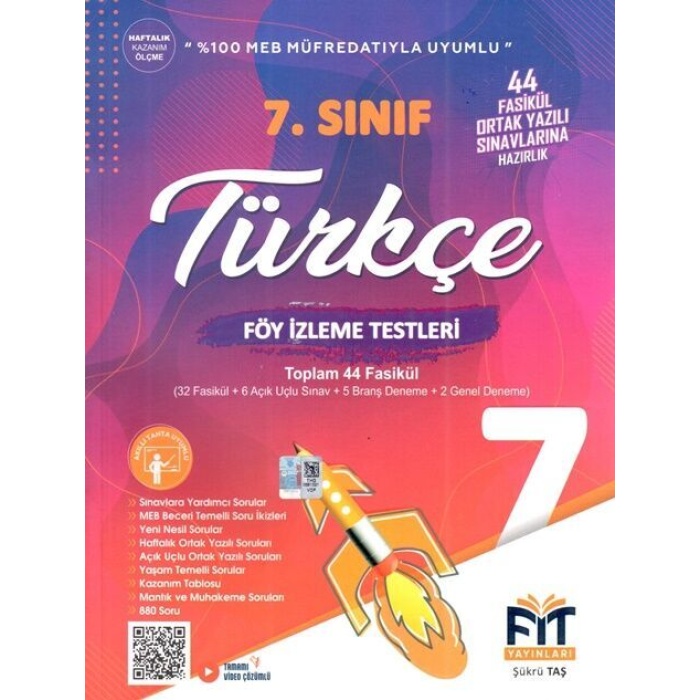 Fit Yayınları 7. Sınıf Türkçe Föy İzleme Testleri 44 Fasikül