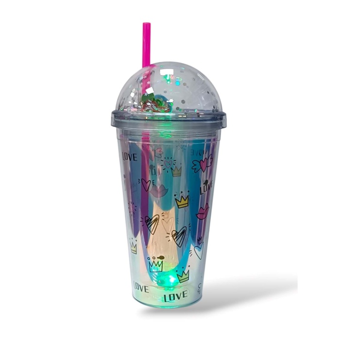 Figürlü Işıklı Pipetli Bardak 450 ml. TGB405G