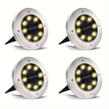 Solar Güneş Enerjili 8 Ledli Kazıklı Çim Zemin Bahçe Aydınlatma 3w Gün Işığı Sarı Led 4 Lü Set