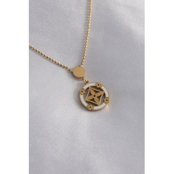 316l Çelik Gold Renk Çiçek Figür Kadın Kolye - Tj-bko7152