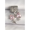 316l Çelik Gümüş Renk Pembe Zirkon Taşlı Fiyonk Model Nomination Charm - Tj-bc1298