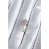 Pirinç Gümüş Renk Pembe Zirkon Taş Kalp Charm Model Kadın Yüzük - Tj-byk2859