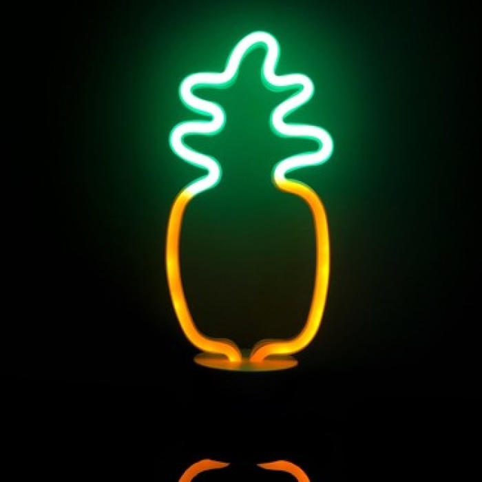 Neon Işıklı Ananas Masa Gece Lambası Pil+usb