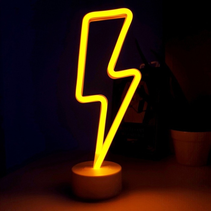 Neon Işıklı Şimşek Lamba Usb Ve Pilli