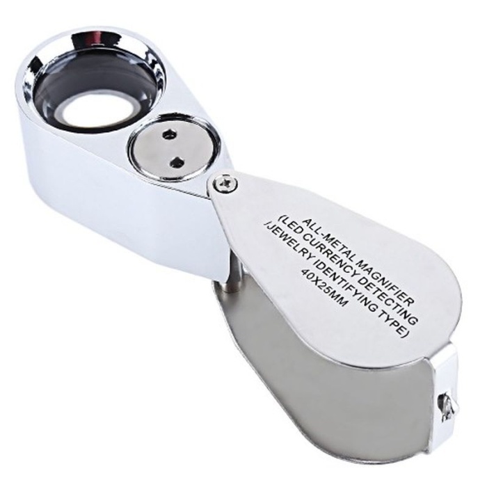 Kontrol Için Özel Kutulu Metal Işıklı Lup 40x25