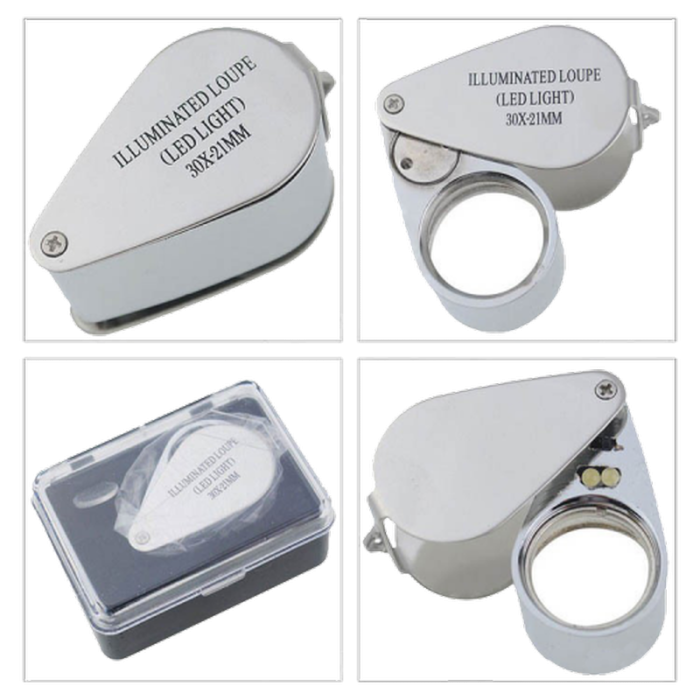 Kontrol Için Özel Kutulu Metal Işıklı Lup 30x21