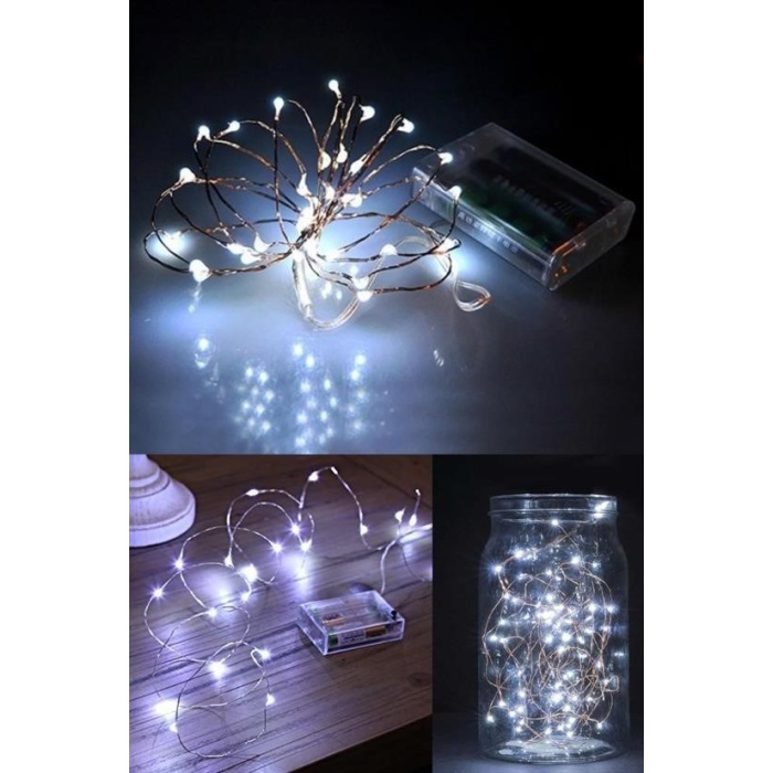 Pilli 5 Metre Dekoratif Peri Led Beyaz Aydınlatma Süsleme Lambası