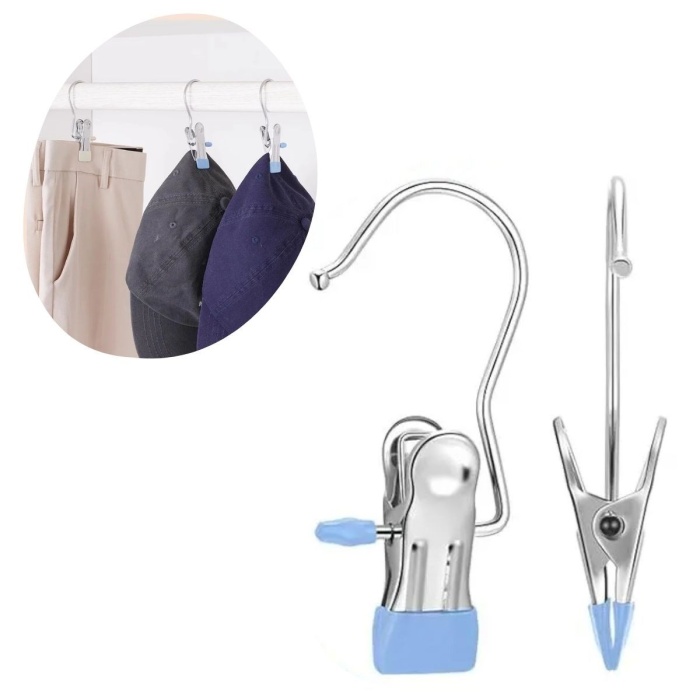 Buffer® 4lü Paslanmaz Çelik Pantolon,şal,şapka,fular,atkı,çanta Askısı Mandallı Askılık