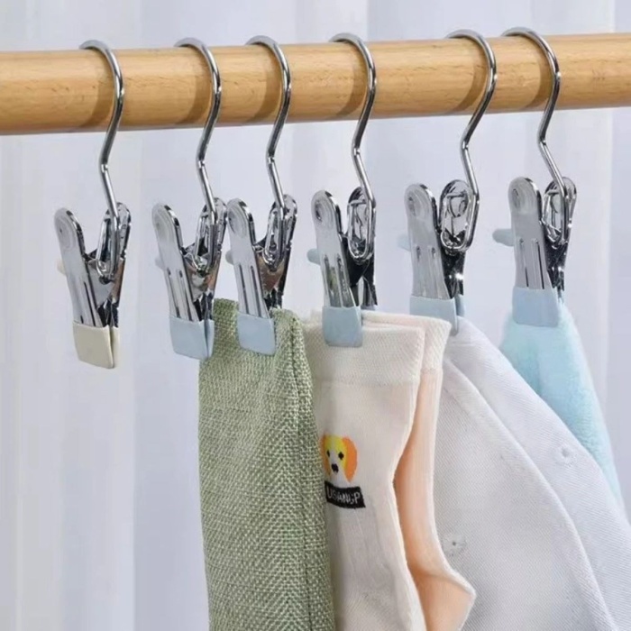 Buffer® 4lü Paslanmaz Çelik Pantolon,şal,şapka,fular,atkı,çanta Askısı Mandallı Askılık