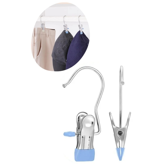 Buffer® 4lü Paslanmaz Çelik Pantolon,şal,şapka,fular,atkı,çanta Askısı Mandallı Askılık