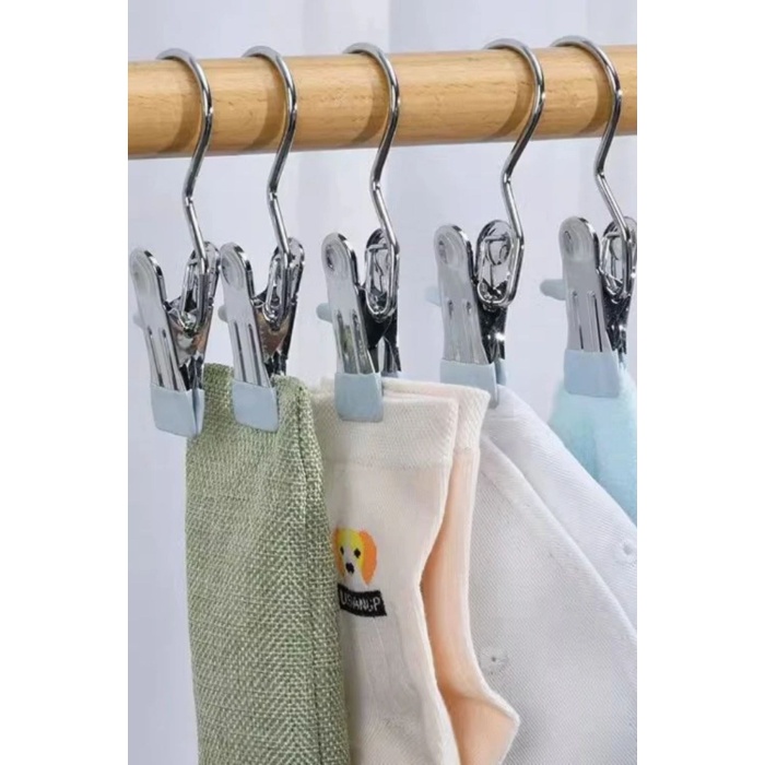 Buffer® 4lü Paslanmaz Çelik Pantolon,şal,şapka,fular,atkı,çanta Askısı Mandallı Askılık