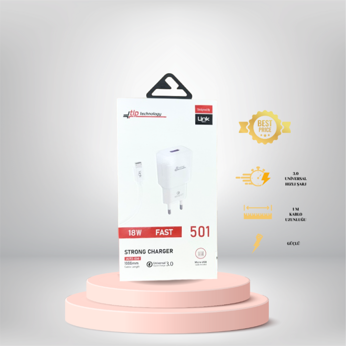 501 Strong Micro Usb 18w Şarj Cihazı Beyaz