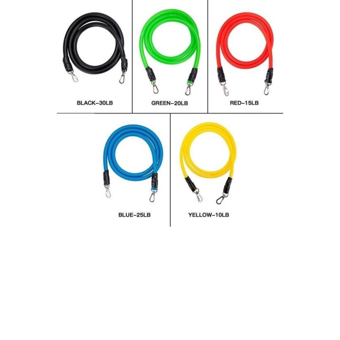 Buffer® 11 Parça Lateks Egzersiz Bandı Çekme Halatı Egzersiz Seti