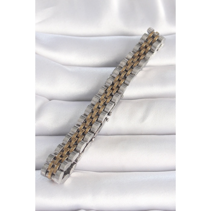 316l Çelik Gold Gümüş Renk Zincir Model Erkek Bileklik - Tj-eb3720