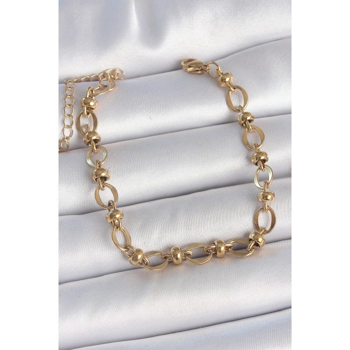 316l Çelik Gold Renk Topçuk Halka Zincir Model Kadın Bileklik - Tj-bb6939