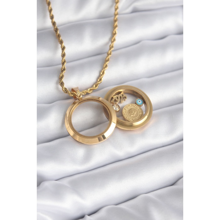 316l Çelik Gold Renk Açılabilir Fanus Model Kadın Kolye - Tj-bko8235