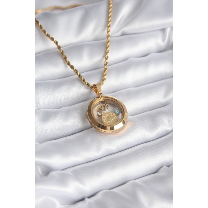 316l Çelik Gold Renk Açılabilir Fanus Model Kadın Kolye - Tj-bko8235