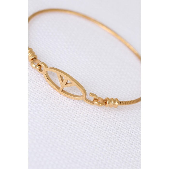 Gold Metal Çelik Figürlü Erkek Kelepçe Bileklik - Tj-eb1891