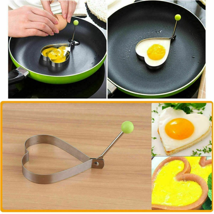 Metalik Kalp Şeklinde Metal Omlet Yumurta Ve Krep Kalıpları