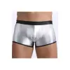 Fantezi Deri Görünümlü Gümüş Erkek Boxer  Tanga BC4607