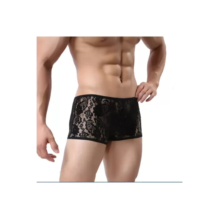 Fantezi Dantelli Seksi Siyah Erkek Boxer - Seksi Erkek İç çamaşırı BC4612