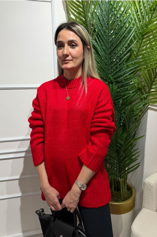 Kırmızı Kırçıllı Triko Kazak