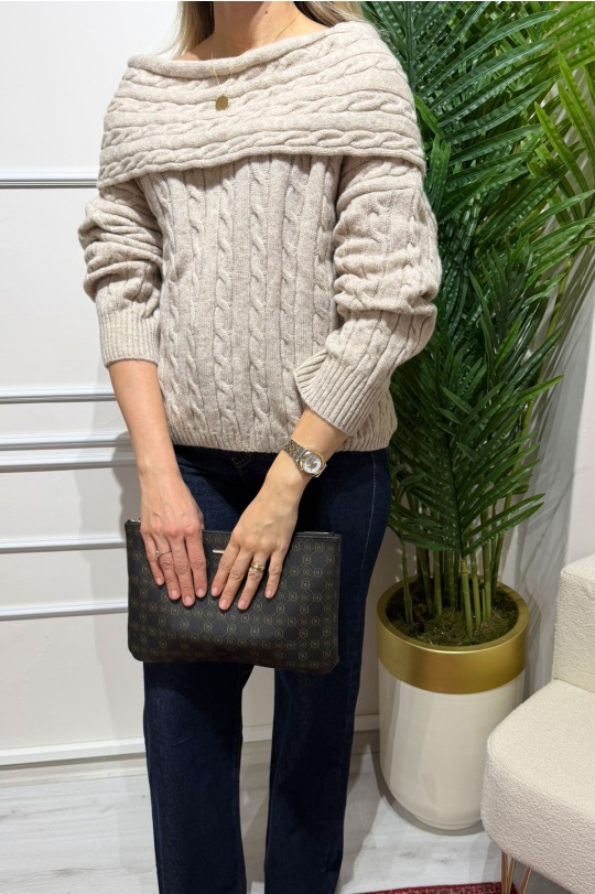 Kahve Kayık Yaka Kazak