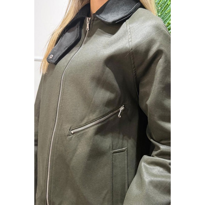 Kadife Yaka Yeşil Ceket