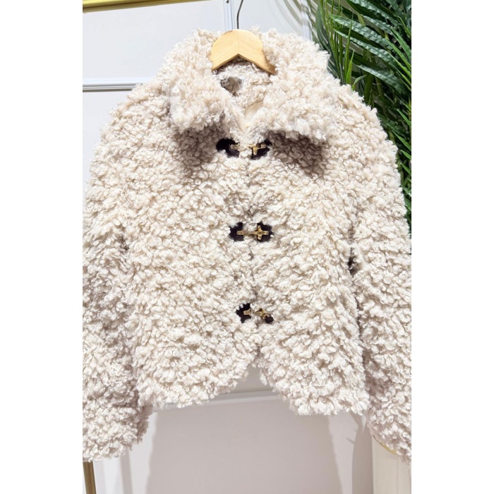 Taş Rengi Kuzu Kancalı Mont