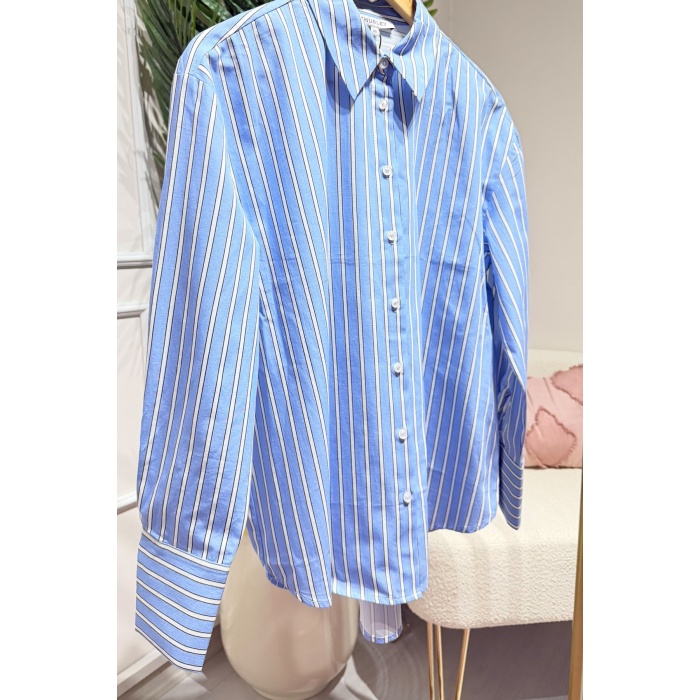 Mavi Çizgili Boyfriend Gömlek