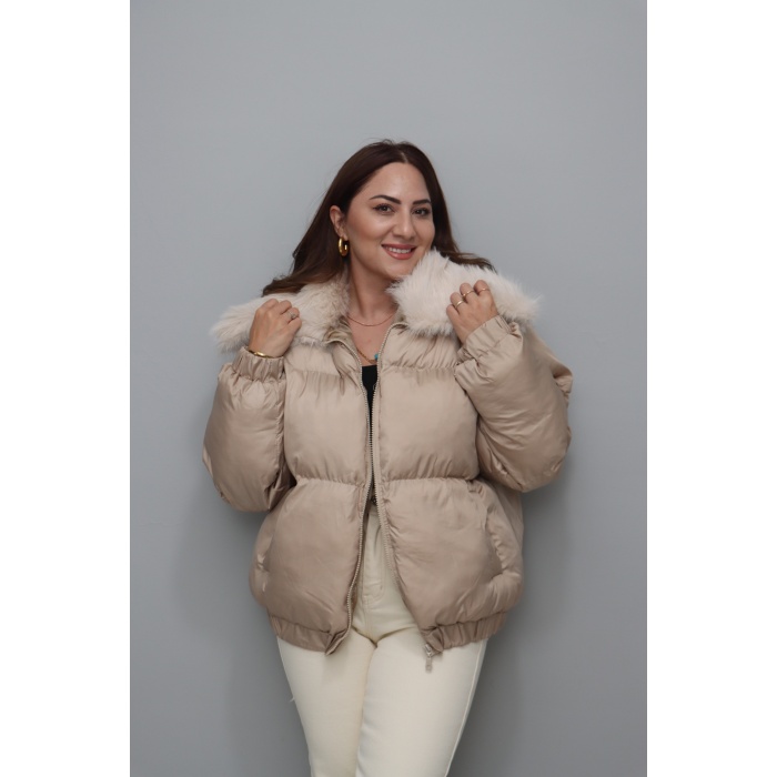 Kürklü şişme mont