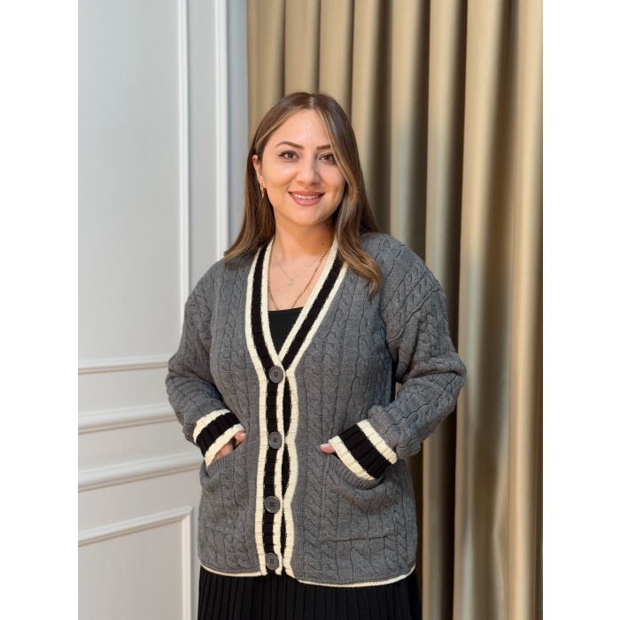 Örgü desenli hırka