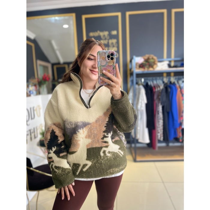 Geyik desenli peluş