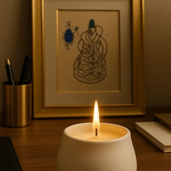 %100 Natural Soya Mum Beyaz Seramik Coffee