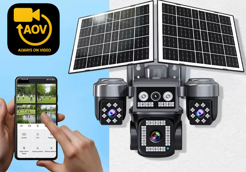 AOV AI Četvorostruka 4G Solarna Kamera - Hi Easy