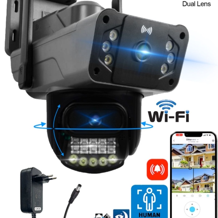 APEX WİFİ 6MP DUAL LENS ( SABİT HAREKETLİ ) GECE GÖRÜŞ INSAN TAKİBİ SESLİ TÜRKÇE APP KAMERA