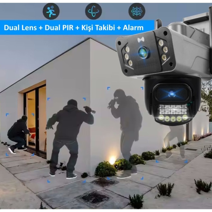 APEX WİFİ 6MP DUAL LENS ( SABİT HAREKETLİ ) GECE GÖRÜŞ INSAN TAKİBİ SESLİ TÜRKÇE APP KAMERA