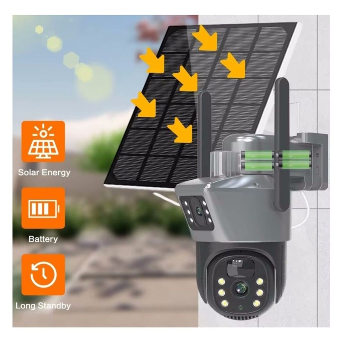 MPIA Mika 6MP Dual Lens  Wifi Güneş Enerjili Hareketli Akıllı Kamera Gece Görüş V380Pro