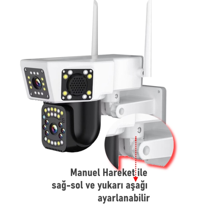 DUO3014 WİFİ 6MP DUAL LENS ( SABİT + HAREKETLİ ) GECE GÖRÜŞ KİŞİ TAKİBİ SESLİ TÜRKÇE AKILLI KAMERA