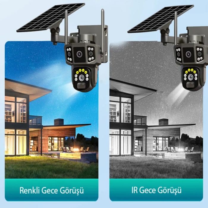 O-Kam Pro RX36S 4G Solar Panel Dual Lens 6MP Gece Görüş Sesli Akıllı Kamera Türkçe Uygulama ve Uzaktan İzleme