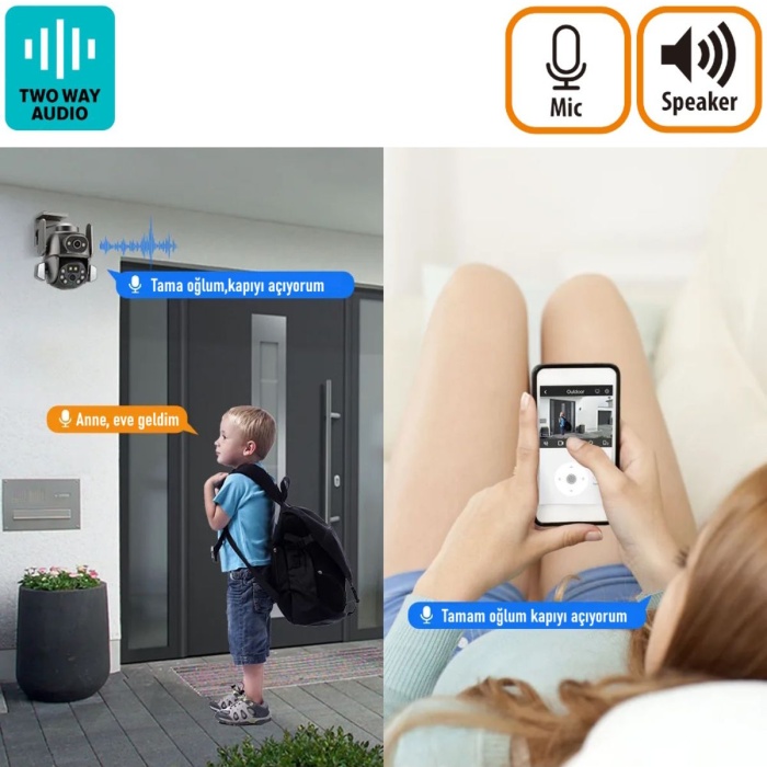 MPIA HİNA DUAL LENS 360° HAREKETLİ WİFİ WATERPROOF AKILLI IP GÜVENLİK KAMERASI (CARECAMPRO) UYGULAMA