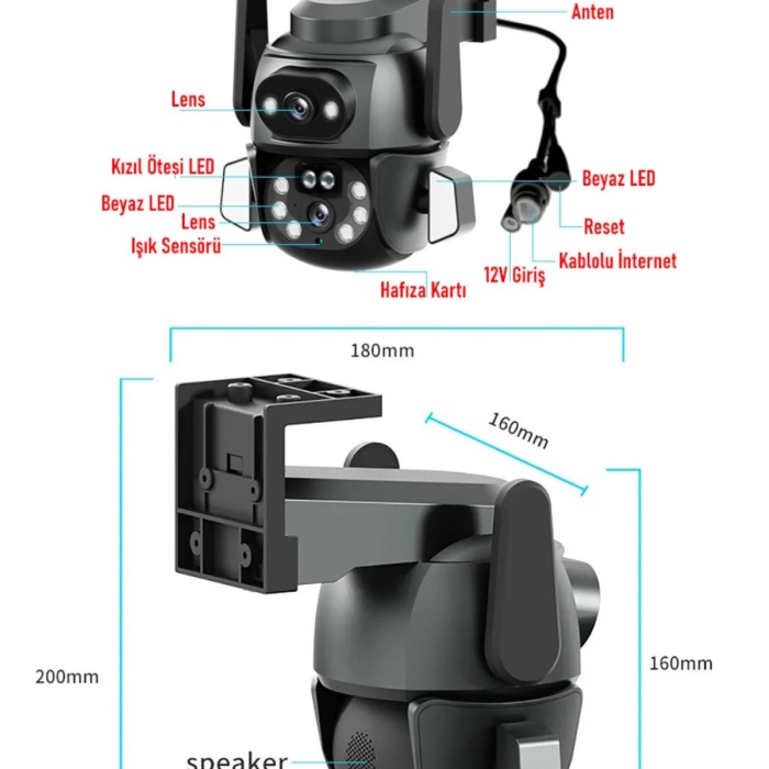MPIA HİNA DUAL LENS 360° HAREKETLİ WİFİ WATERPROOF AKILLI IP GÜVENLİK KAMERASI (CARECAMPRO) UYGULAMA