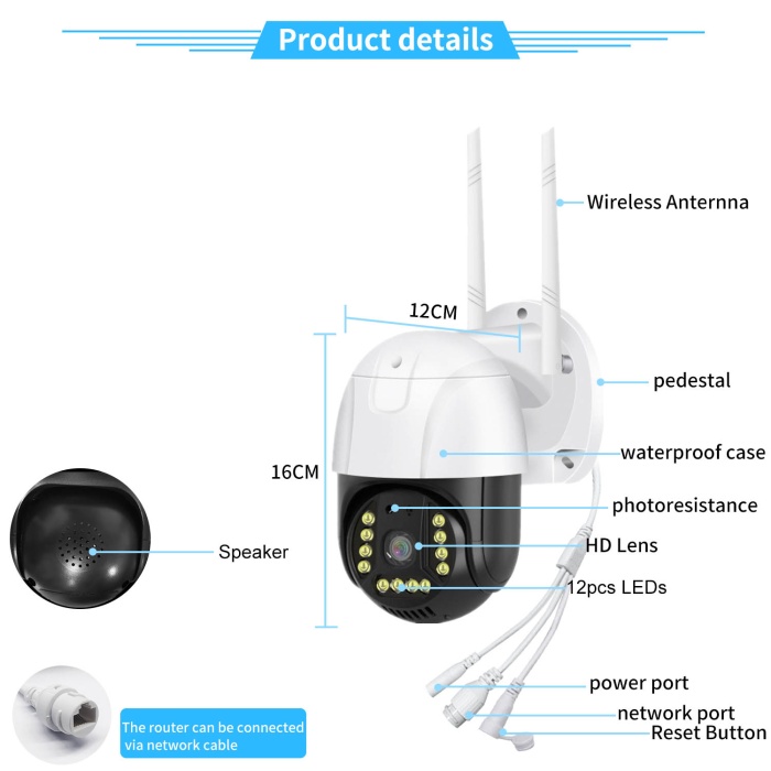 MPIA RIO II 360° HAREKETLİ WİFİ WATERPROOF AKILLI IP GÜVENLİK KAMERASI (CARECAMPRO) UYGULAMA