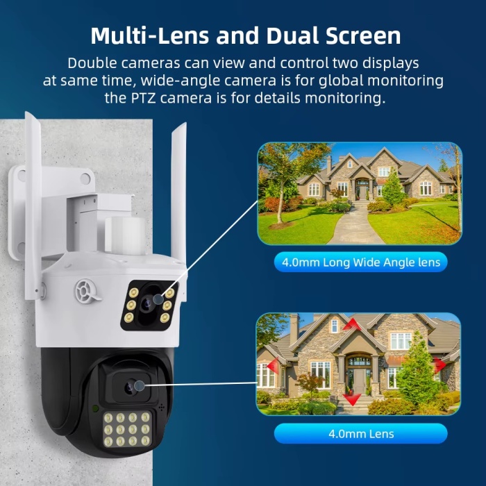 Ventus ICSee ViVa223 6MP Dual Lens 360° Görüş Hareketli  Waterproof Gece Görüş Sesli Görüşme Akıllı Kamera Çakarlı