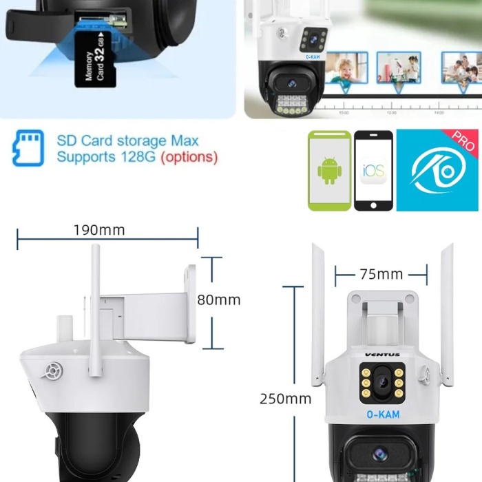 O-Kam 6015 WİFİ 6MP DUAL LENS ( SABİT + HAREKETLİ ) GECE GÖRÜŞ KİŞİ TAKİBİ SESLİ TÜRKÇE AKILLI KAMERA