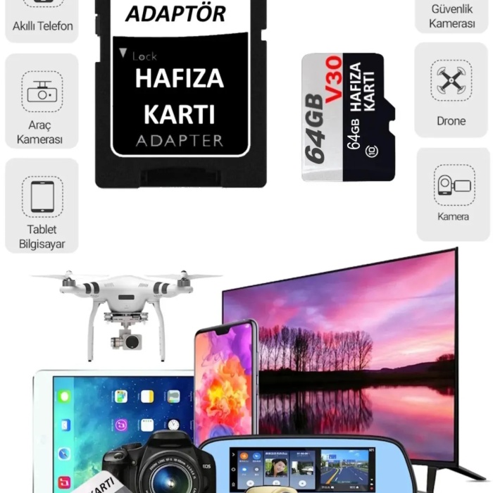 Sprange 64 GB U3 Hafıza Kartı Faster Transfer Speed Class 10 4k Video Kayıt (V30)