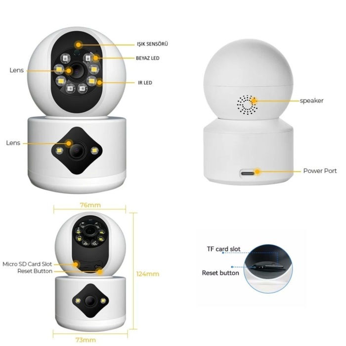 MPIA AOI Dual Lens 360° Görüş Hareketli Wireless Akıllı Kamerası Türkçe (carecampro) Uygulama