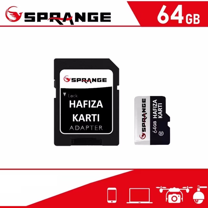 Sprange 64 GB U3 Hafıza Kartı Faster Transfer Speed Class 10 4k Video Kayıt (V30)