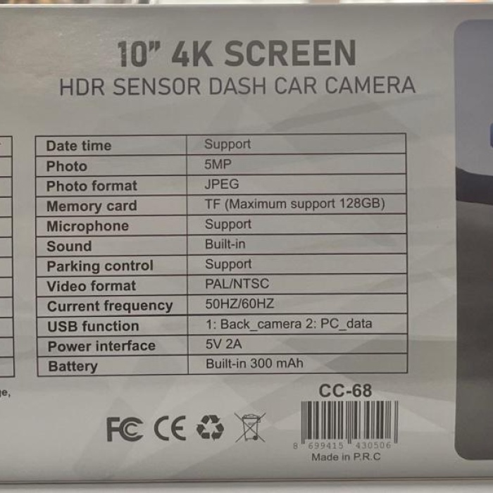 MPIA CC68 10 Tam Ekran Aynalı Araç İçi 4K Kamera GPS, Wifi ,Geri Görüş Kamerası