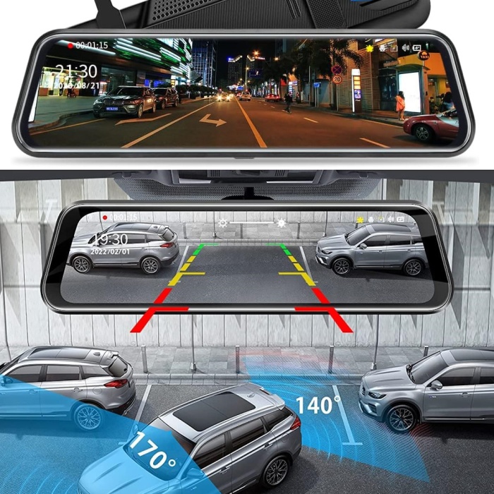 MPIA CC63 10 Dokunmatik Ekran FullHD 1080P Hafıza Araç Içi Çift Lens Kamera (Çakmaklık Adaptörü)